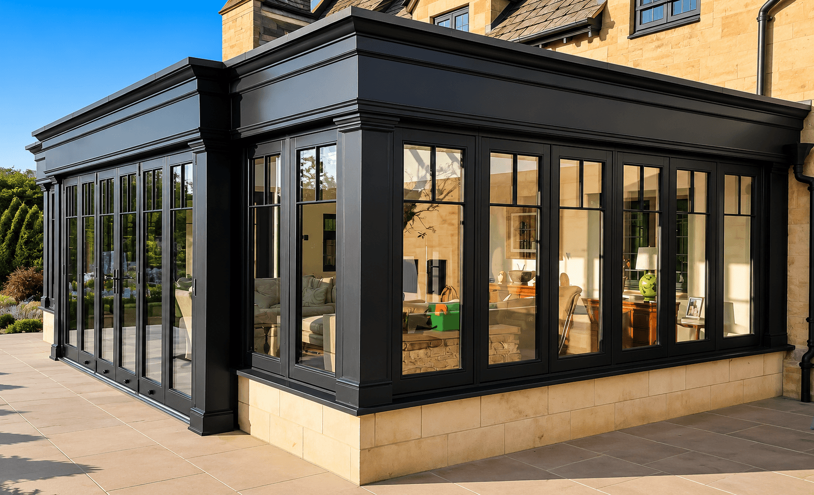 A conservatory with spotless, streak-free windows
